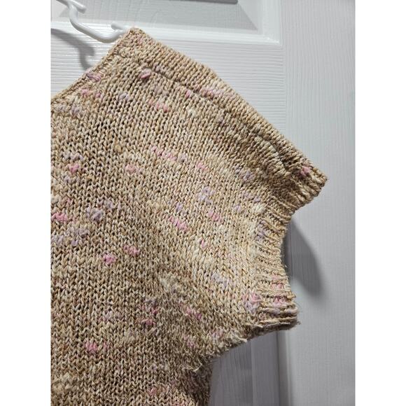 Vintage Jonathan Martin Glam Glittery Beige Cropped Sweater Size M Linen Blend - Picture 3 of 16